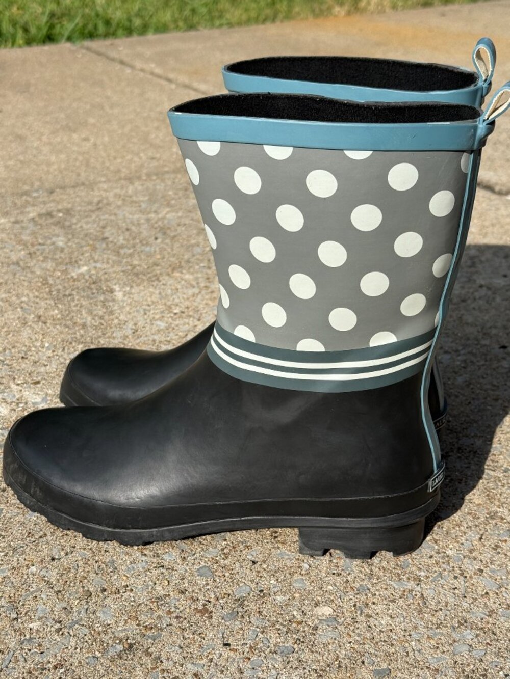 Laura Ashley Womens 10 Polka Dot Rain Boots Cottagecore Preppy Wellies Blue 4106